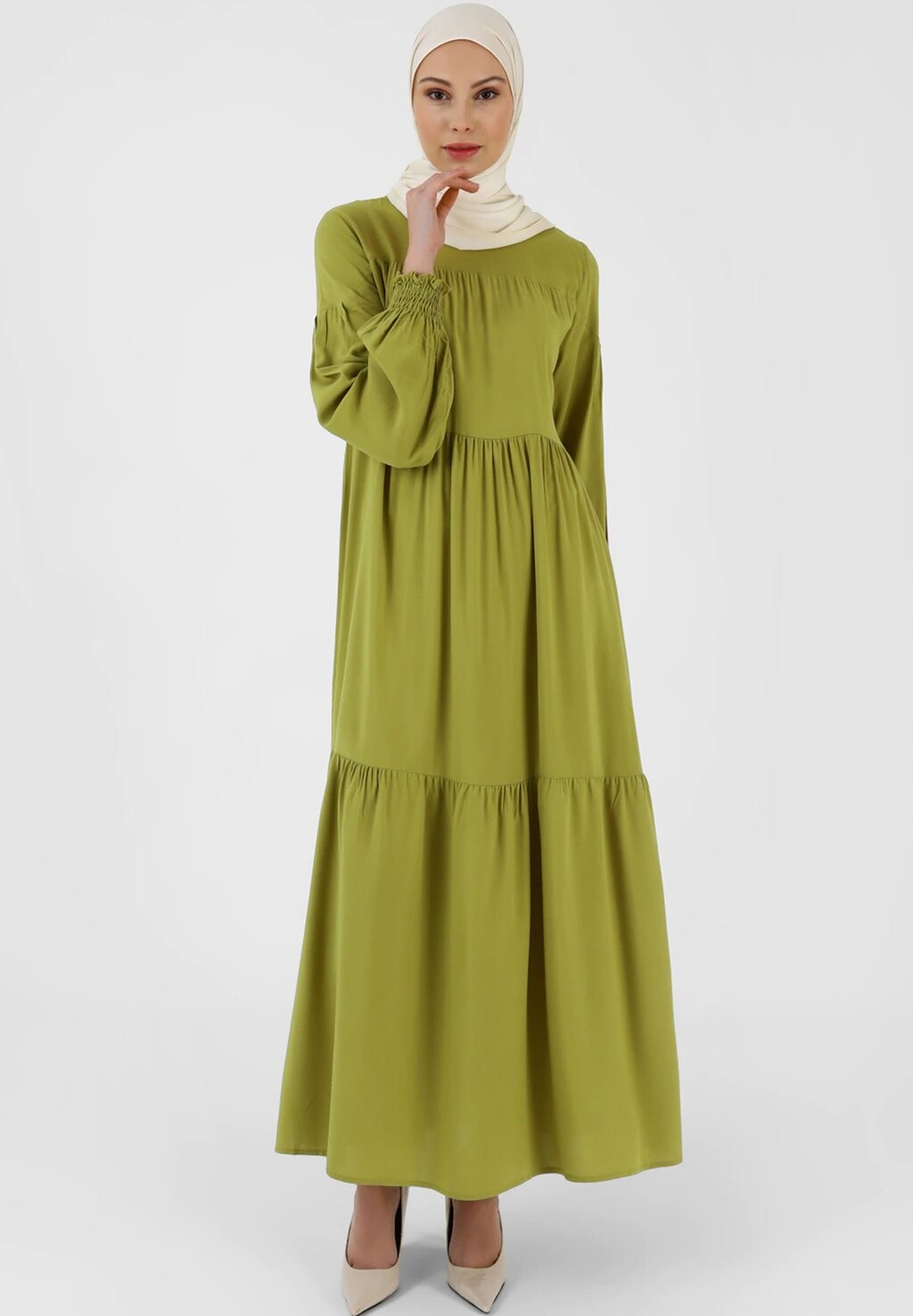 

Платье макси CREW NECK-MODEST-REFKA Modanisa, цвет green