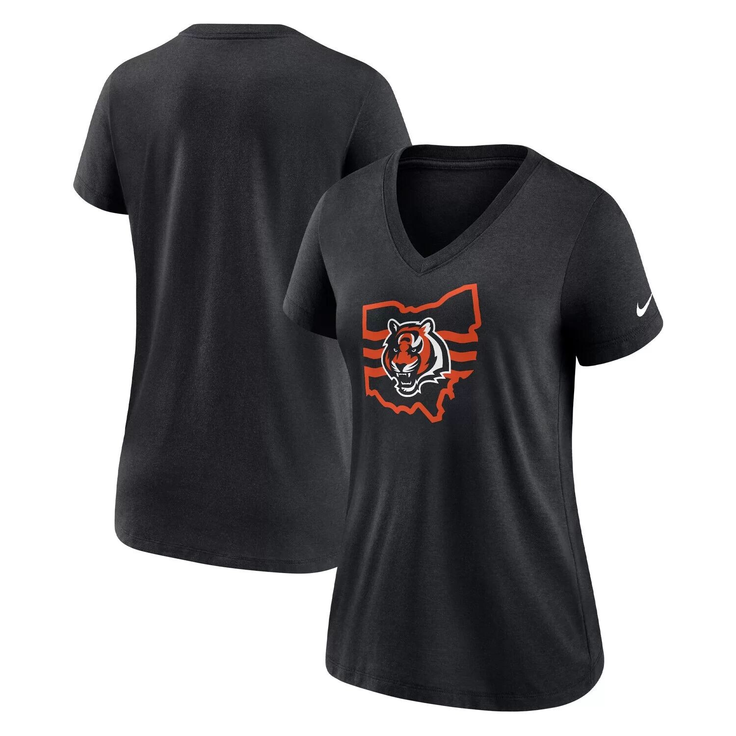 

Женская черная футболка с v-образным вырезом Nike Cincinnati Bengals Hometown Collection Tri-Blend Nike