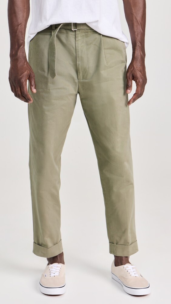 

Брюки Officine Generale Hugo Twill Slub, оливковый
