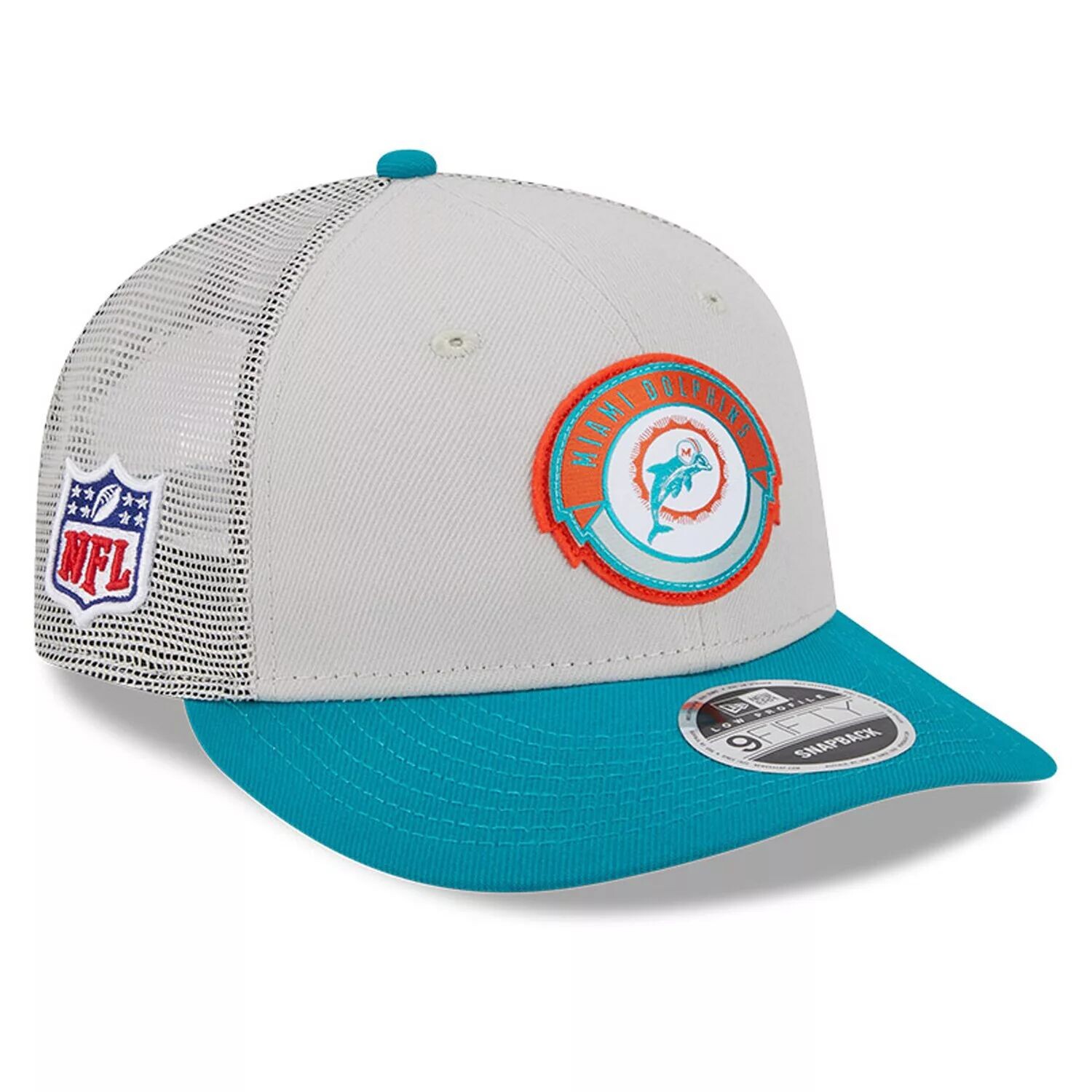 

Мужская кепка New Era Cream/Aqua Miami Dolphins 2023 Sideline Historic Low Profile 9FIFTY Snapback Hat