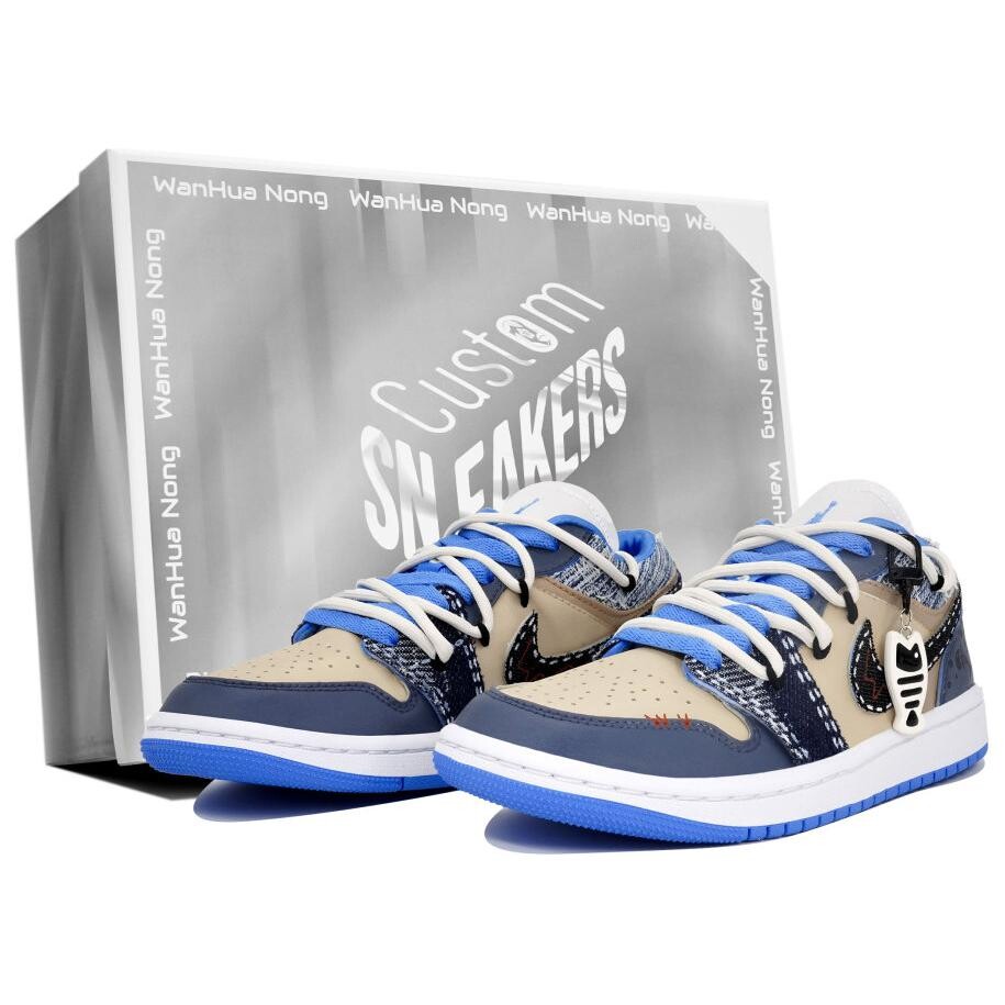 

Кроссовки Air Jordan 1 Vintage Basketball Shoes Women's Low-top Beige, синий
