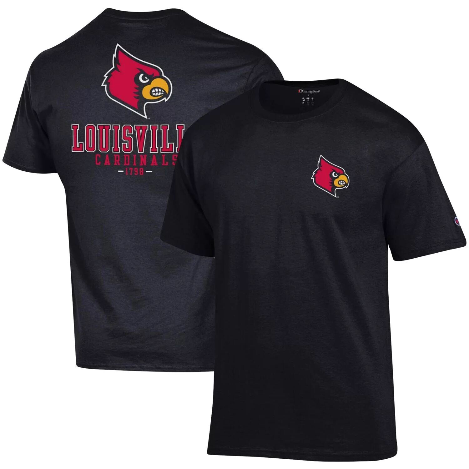 

Мужская черная футболка Champion Louisville Cardinals Stack 2-Hit, Черный