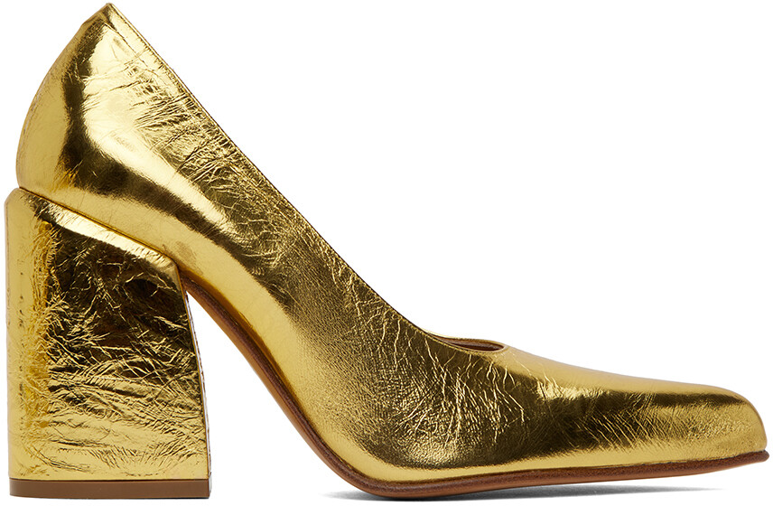 

Золотые кожаные туфли Dries Van Noten, Желтый