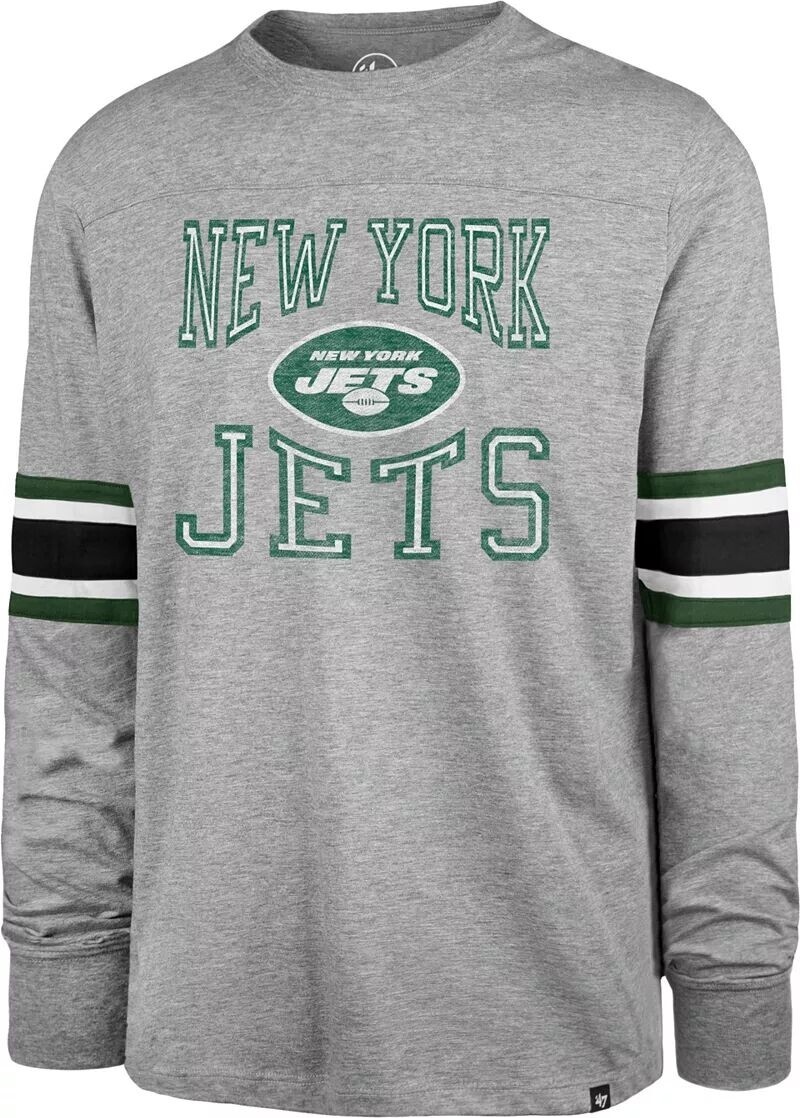 

Мужская серая футболка с длинным рукавом '47 New York Jets Cover 2