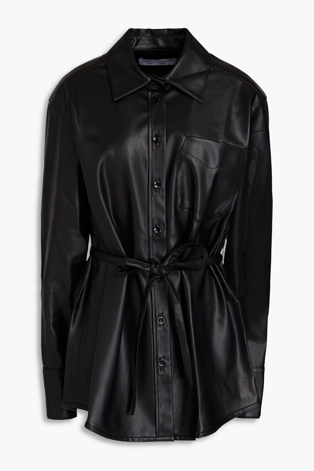

Рубашка из искусственной кожи с поясом Proenza Schouler, черный