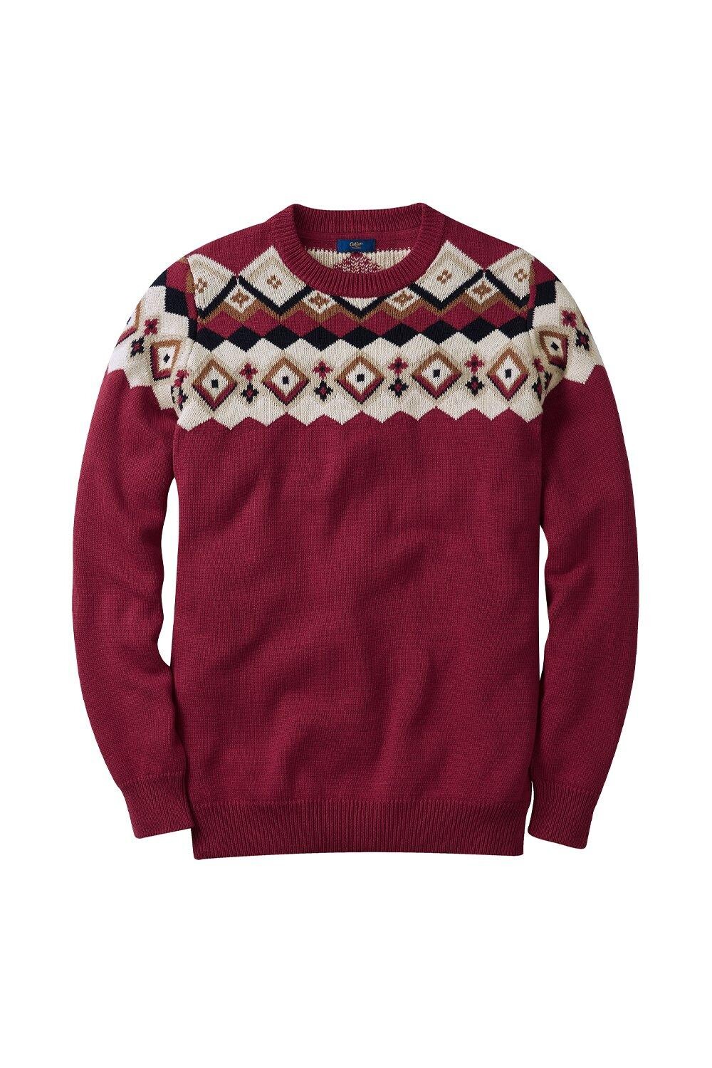 

Джемпер с круглым вырезом Fair Isle Cotton Traders, красный