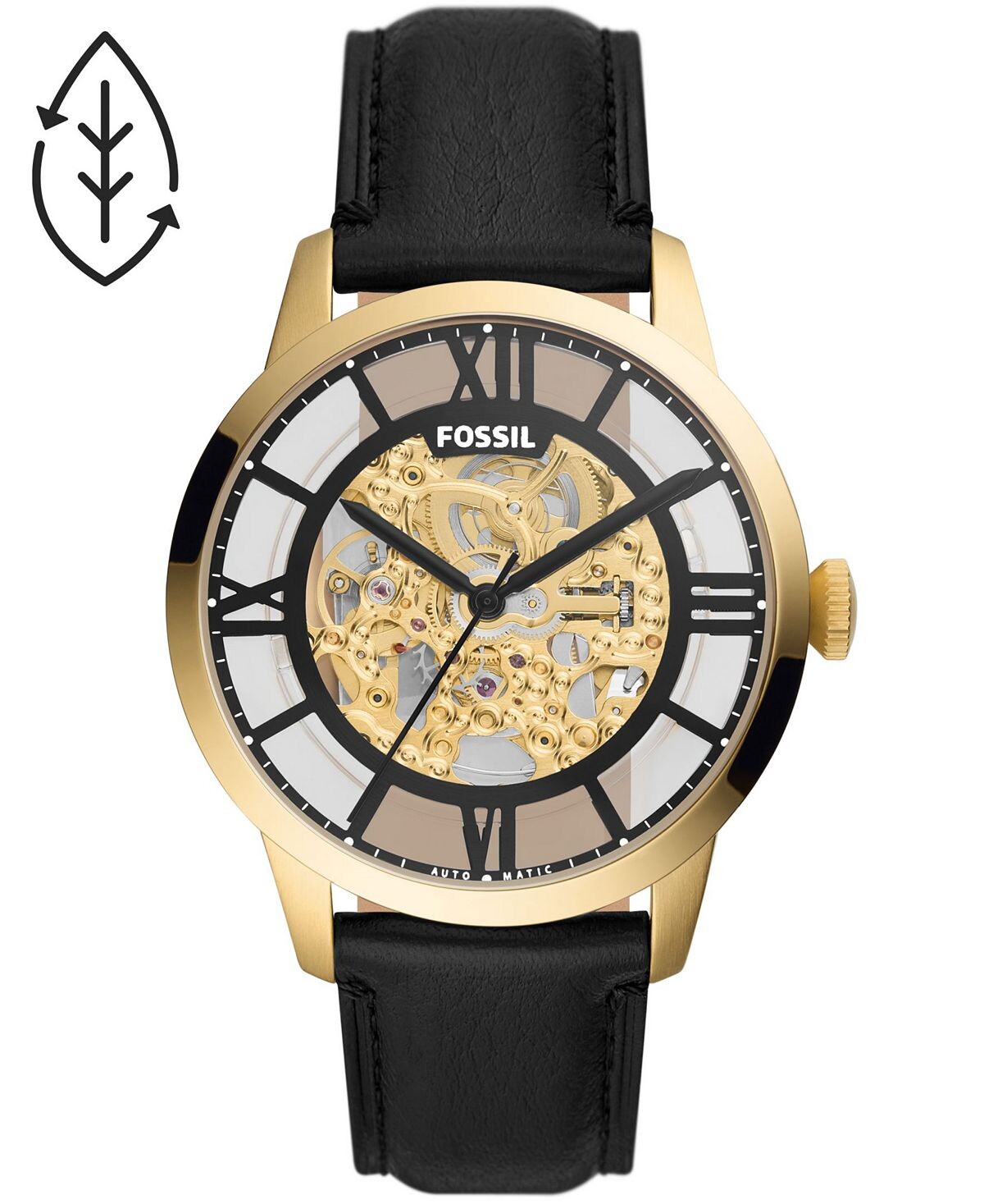 

Мужские часы Townsman с черным кожаным ремешком, 44 мм Fossil