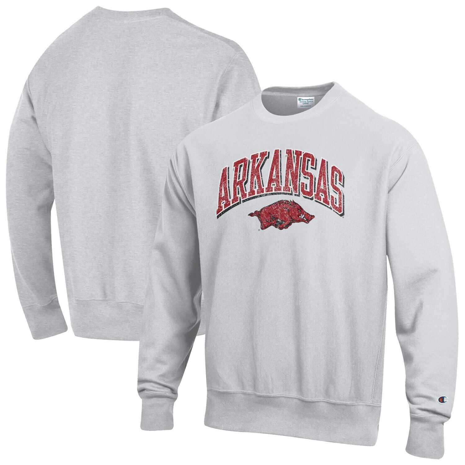 

Мужской серый пуловер обратного переплетения с аркой и логотипом Arkansas Razorbacks Champion