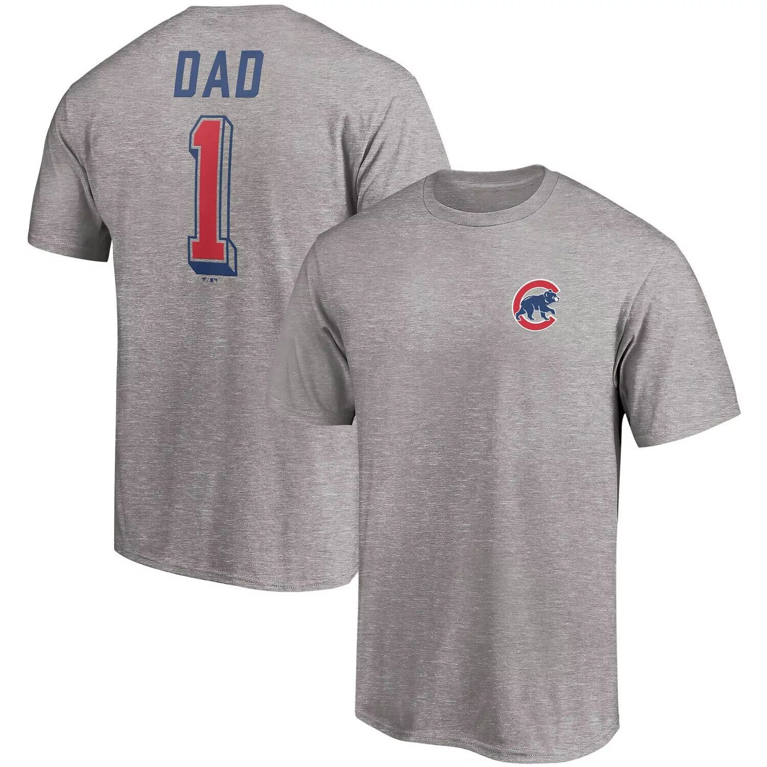 

Мужская серая футболка с логотипом Fanatics из меланжевого цвета Chicago Cubs Number One Dad Team