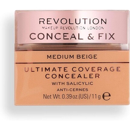 

Makeup Revolution Conceal & Fix Ultimate Coverage Concealer Medium Beige 11G, Revolution Beauty