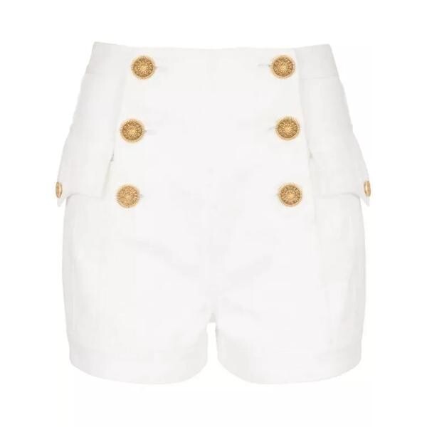 

Шорты 6-button denim shorts Balmain, белый