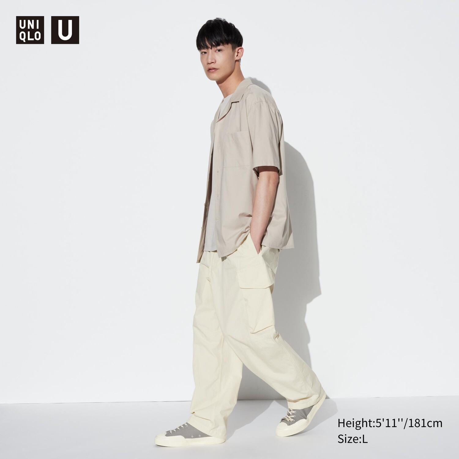 

Брюки-карго UNIQLO парашютного кроя, бежевый