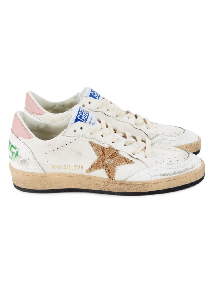 

Кожаные кроссовки со змеиным тиснением и звездами Golden Goose, цвет White Multi
