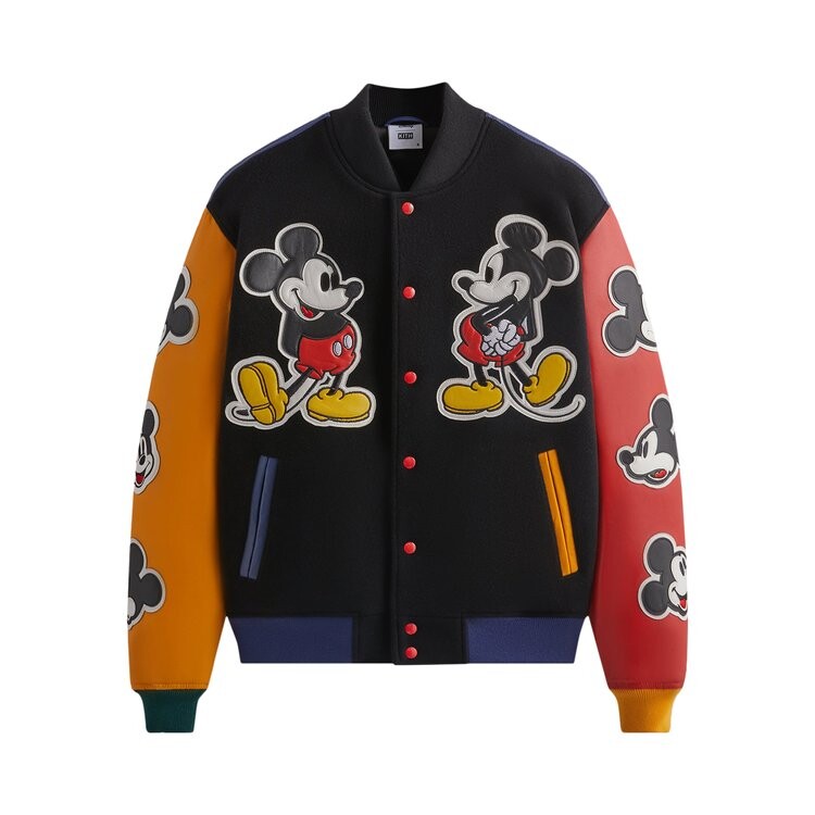 

Куртка Kith For Mickey & Friends Wool Varsity 'Black', черный