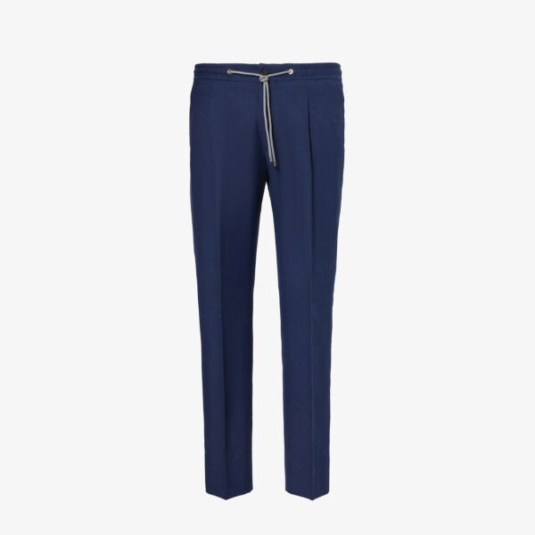 

Зауженные льняные брюки с завязками на талии Corneliani, синий
