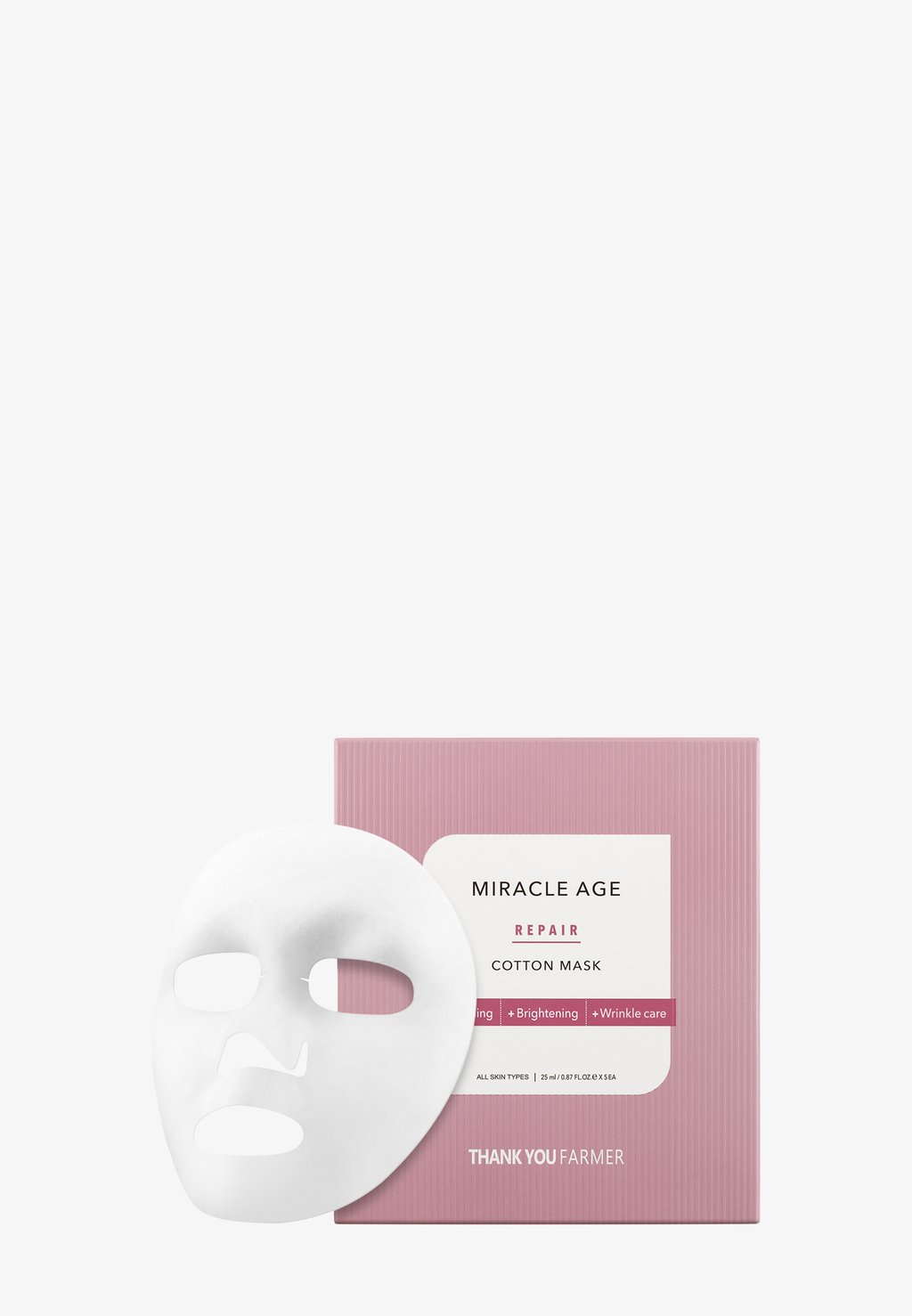 Маска для лица Miracle Age Repair Cotton Mask X5 Thank You Farmer, черный маска для лица thank you farmer маска для лица тканевая антивозрастная восстанавливающая miracle age repair cotton mask