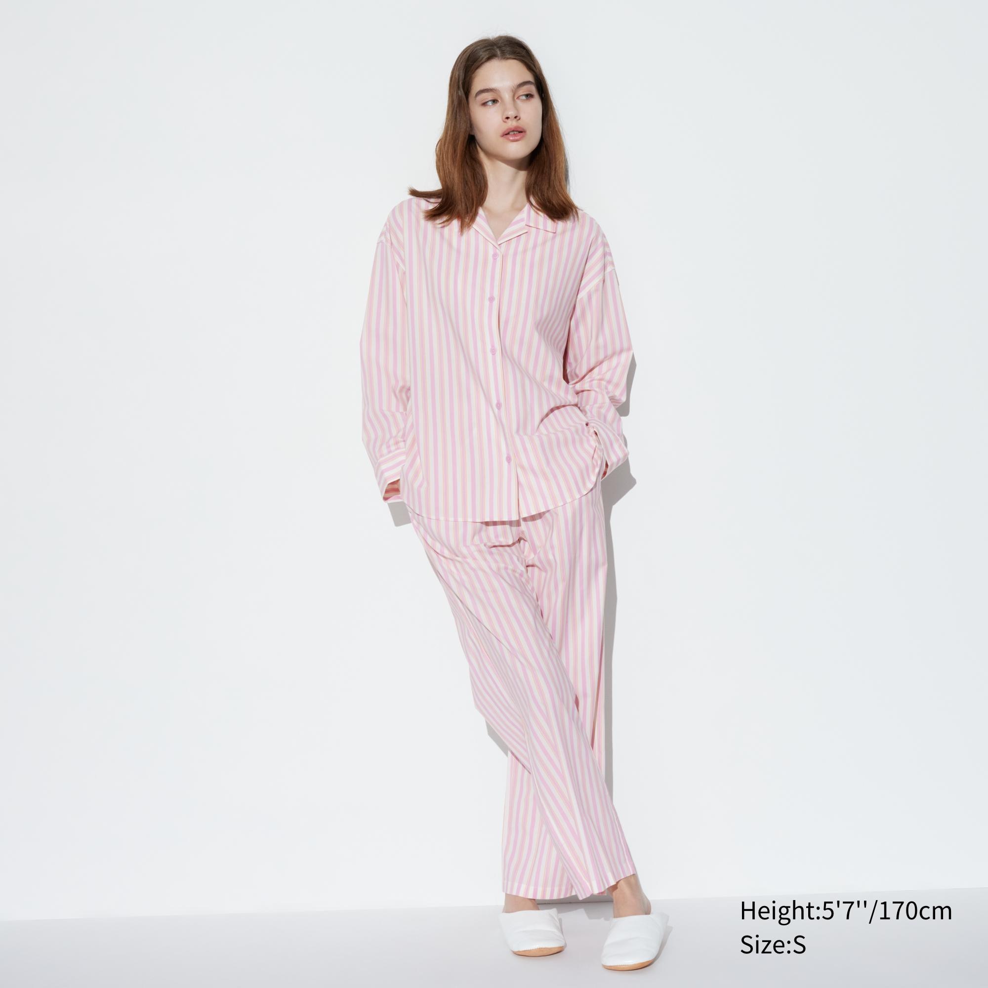 Пижама UNIQLO мягкая стрейч с длинными рукавами, розовый