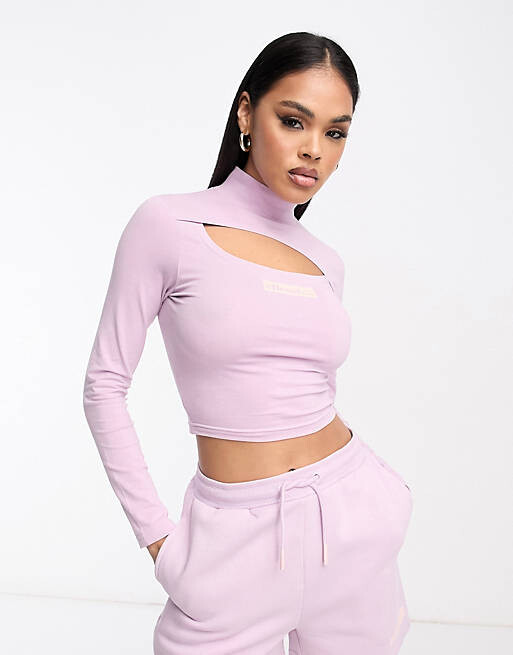

Фиолетовый топ с длинными рукавами и вырезом ellesse Gullia