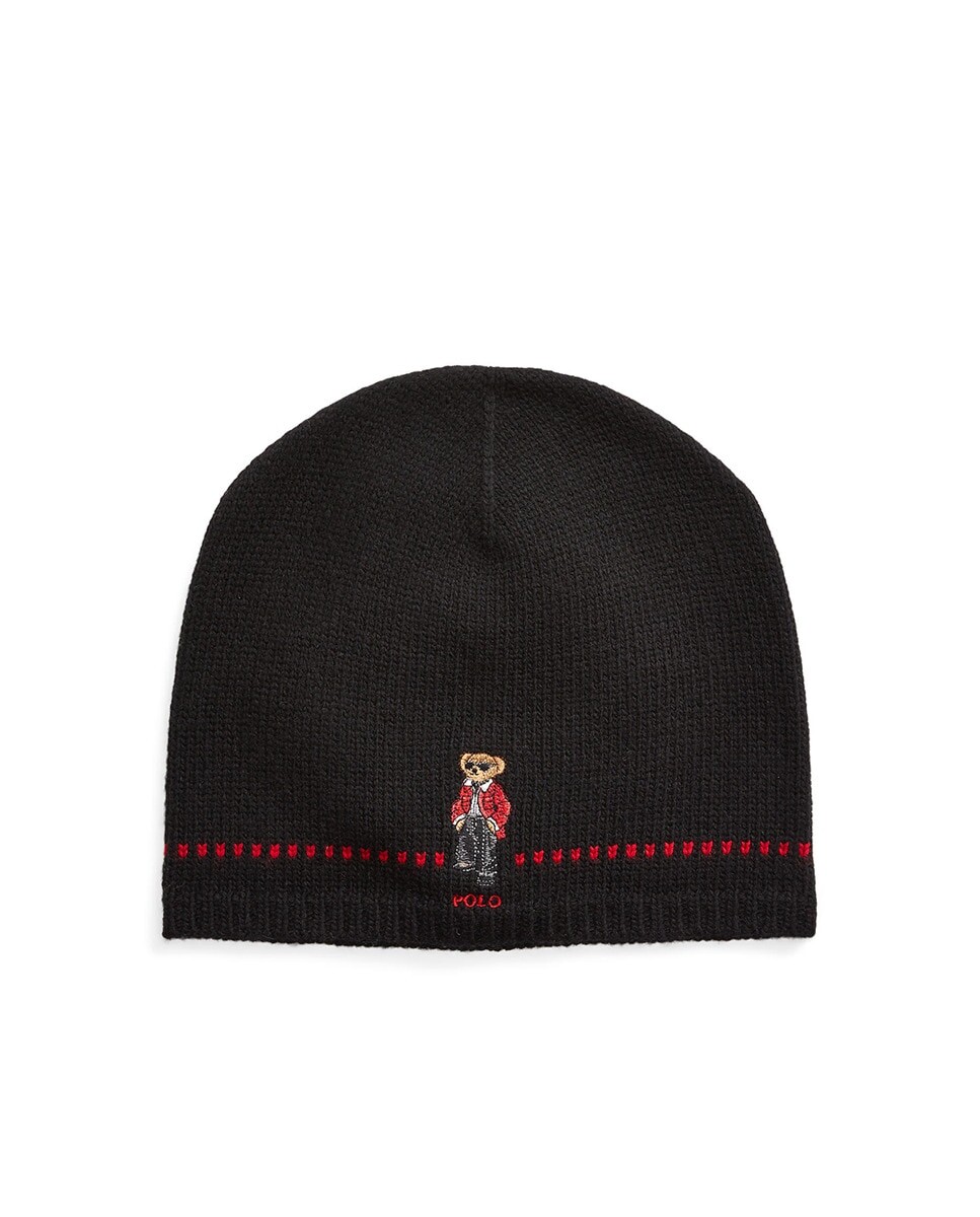 

Женская шерстяная шапка с мишкой-поло Polo Ralph Lauren, черный