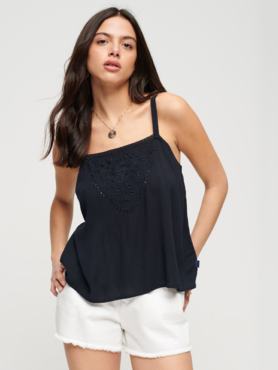 

Топ на бретельках с вышивкой Superdry, Eclipse Navy