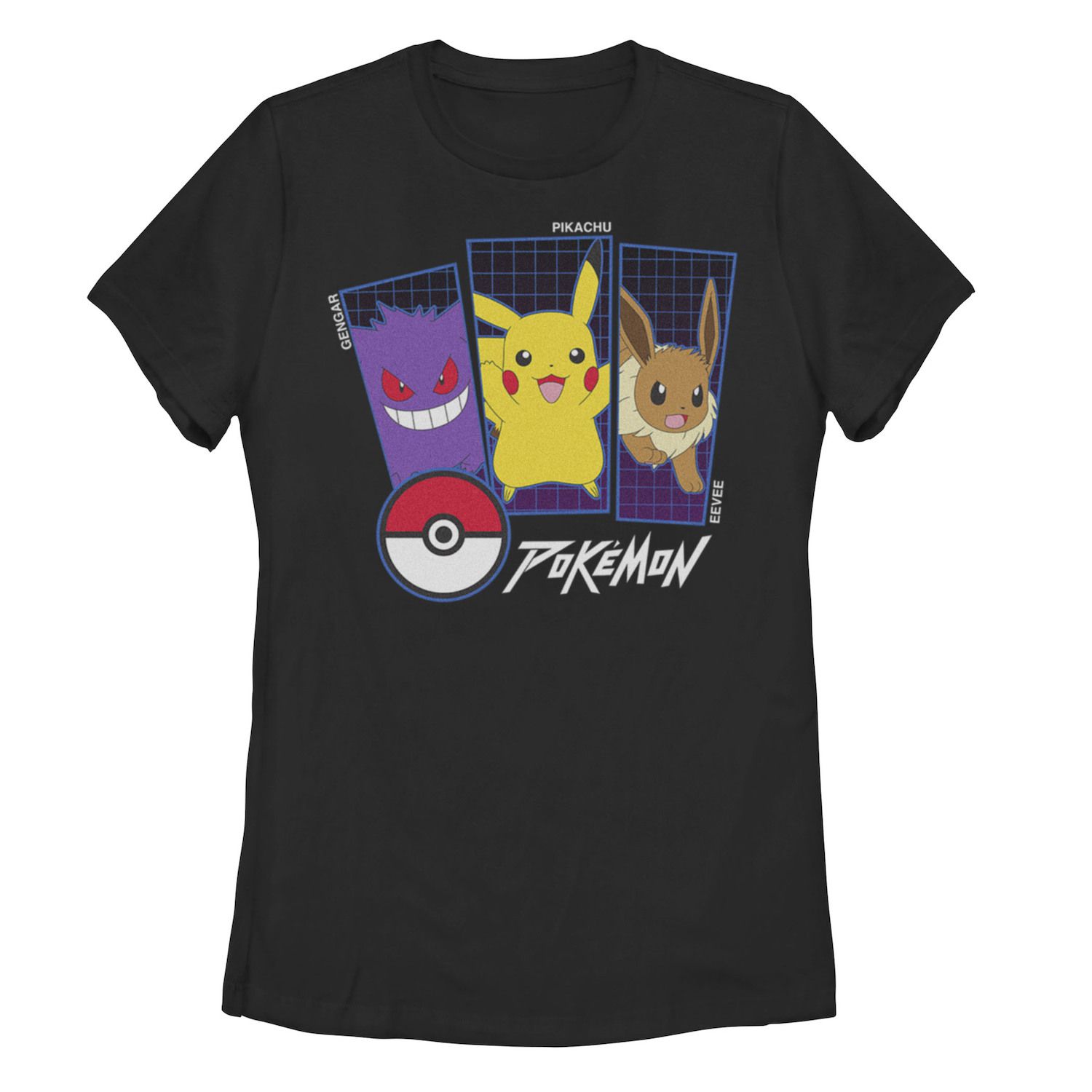 Детская футболка с графическими вставками Pokemon Gengar, Pikachu и Eevee Pokemon