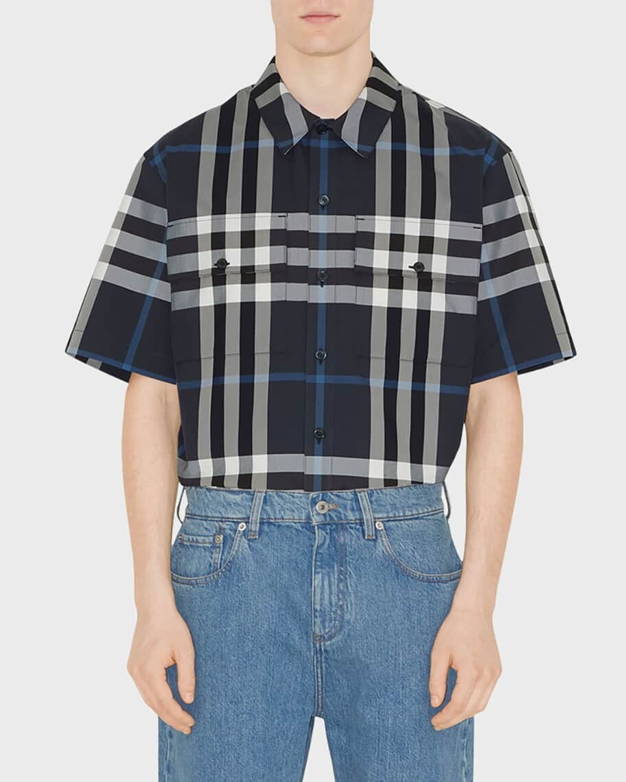 

Мужская спортивная рубашка в клетку с двумя карманами Burberry