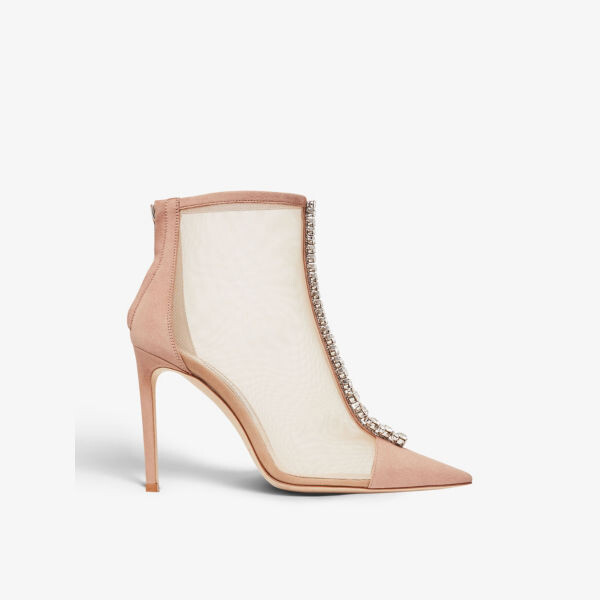 

Ботинки Bing 100 на каблуке из замши и сетки, украшенные кристаллами Jimmy Choo, розовый