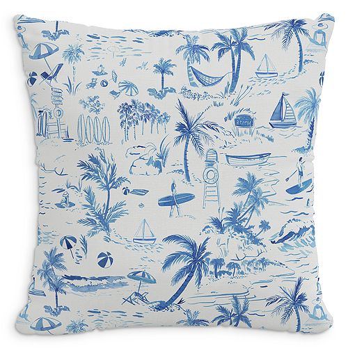 Декоративная подушка из пляжного туалетного белья со вставкой из перьев, 20 x 20 дюймов Cloth & Company, цвет Blue