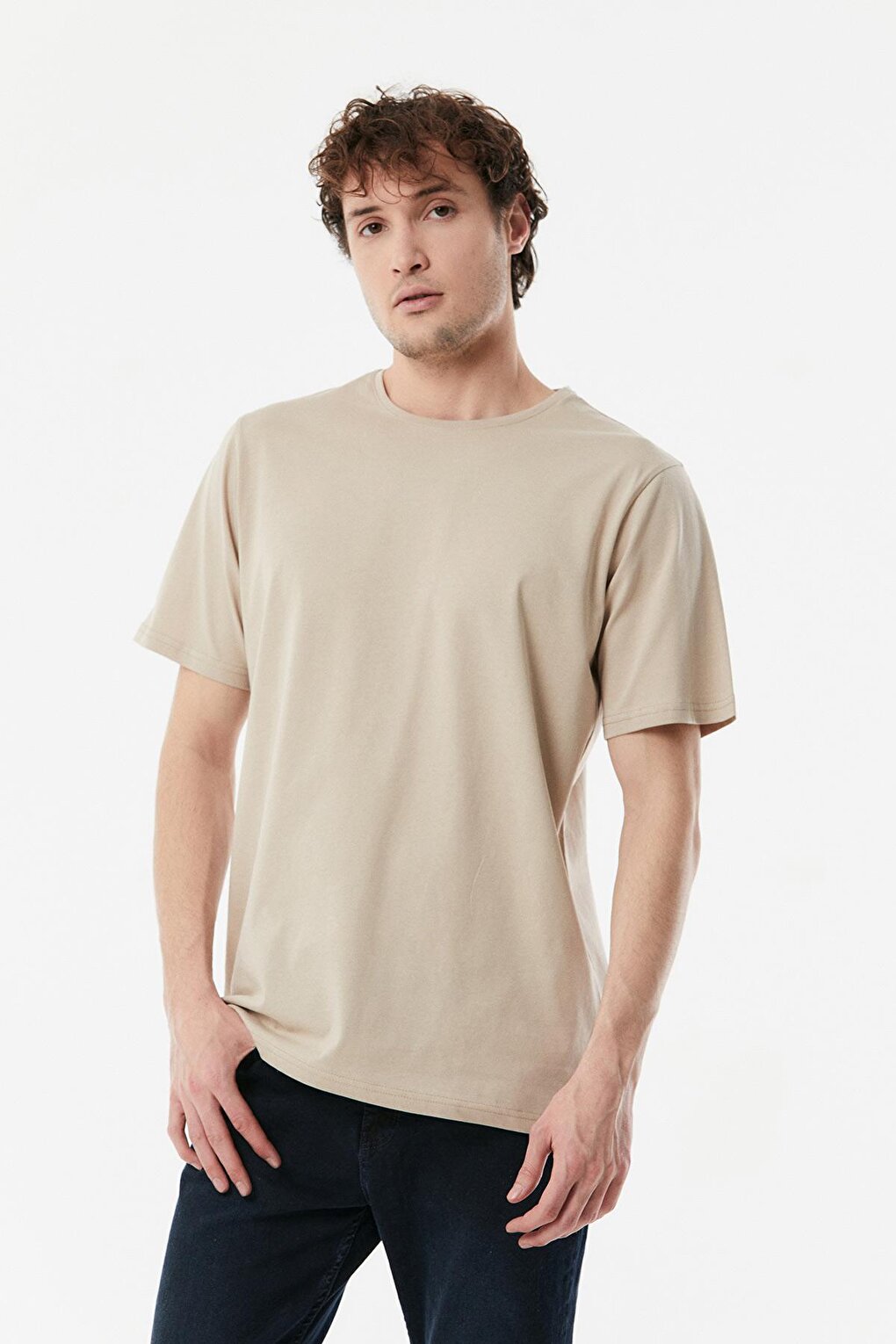 цена Базовая футболка с круглым вырезом Fullamoda, бежевый