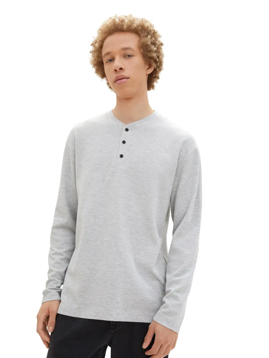 

Джинсовая рубашка TOM TAILOR с длинными рукавами и вырезом Henley Tom Tailor Denim, серый