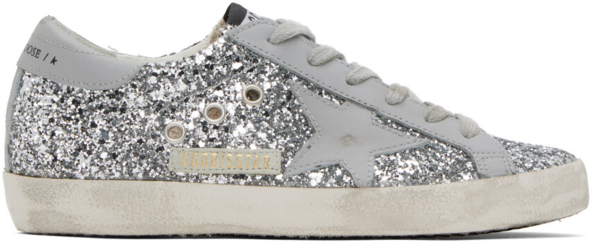 

Эксклюзивные серебристые кроссовки Super-Star SSENSE Golden Goose