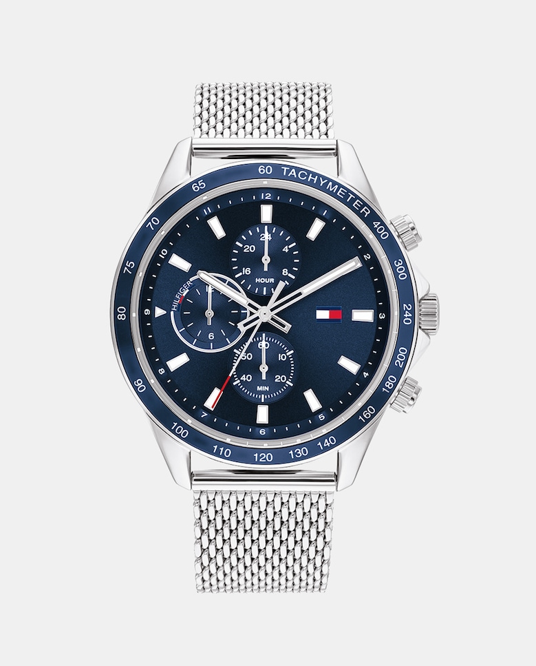 Многофункциональные мужские часы Miles 1792018 со стальной сеткой Tommy Hilfiger, серебро