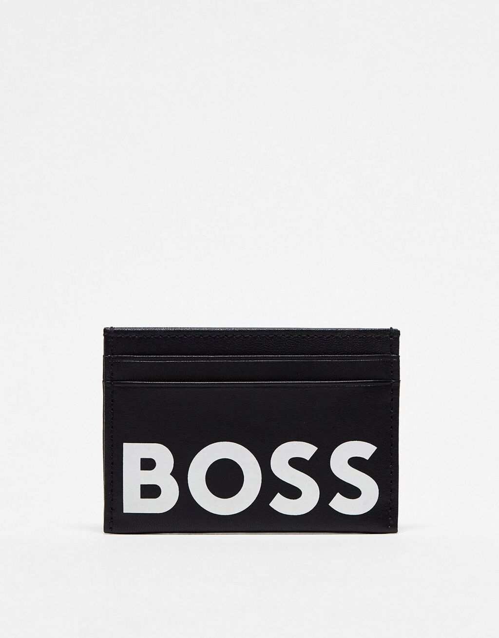 

Черный кожаный визитница с большим логотипом BOSS Orange
