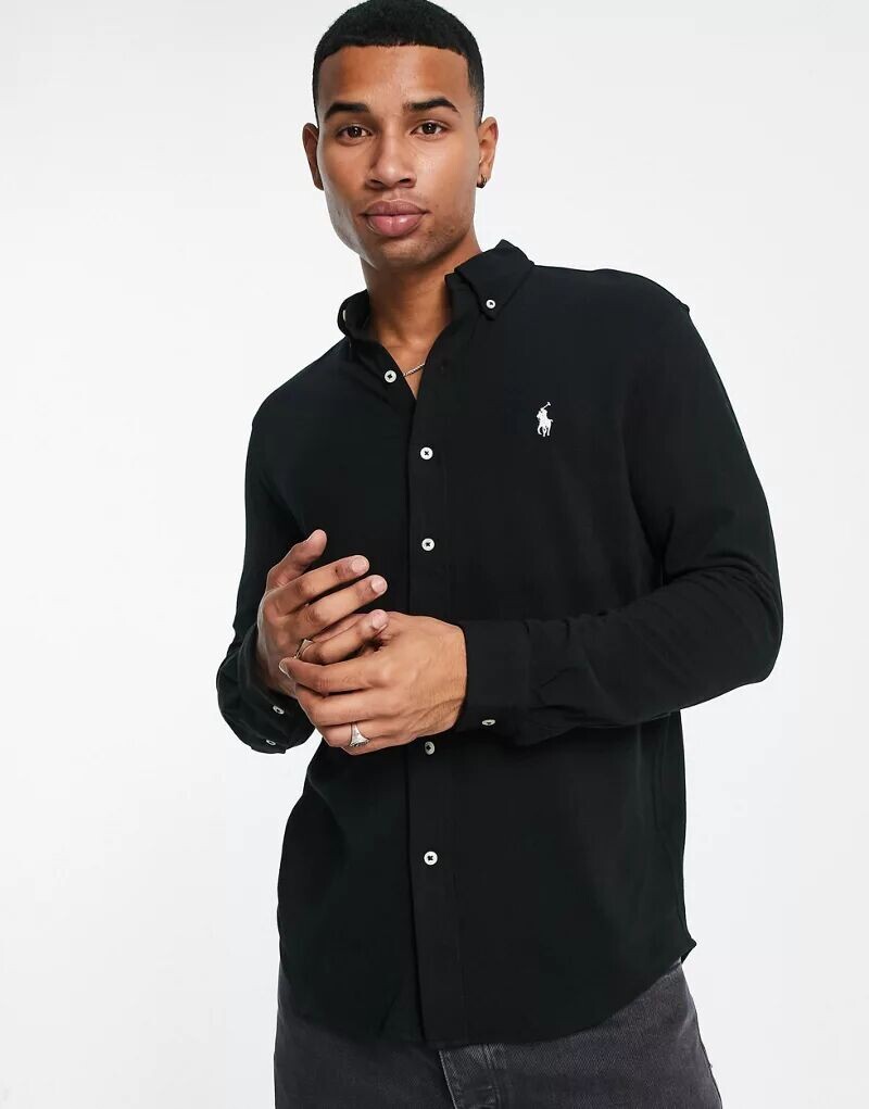 

Черная рубашка на пуговицах с логотипом Polo Ralph Lauren