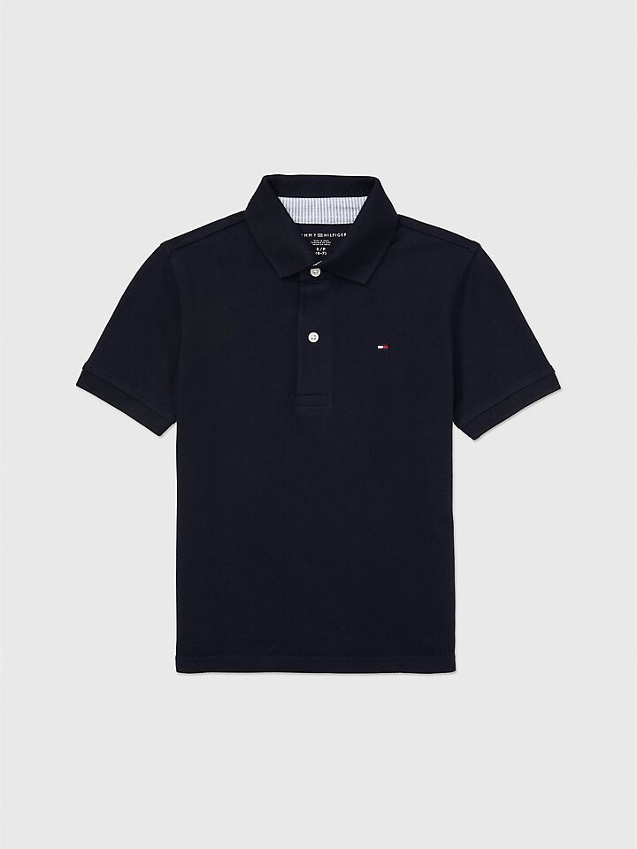 

Детская однотонная эластичная футболка-поло Tommy Hilfiger