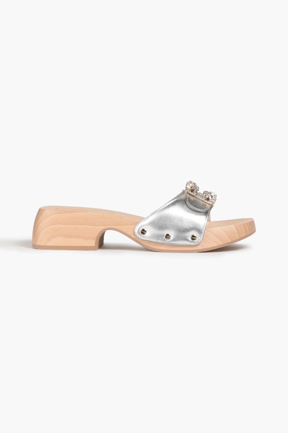 

Мюли Viv' Clogs из кожи с металлизированной отделкой Roger Vivier, серебро