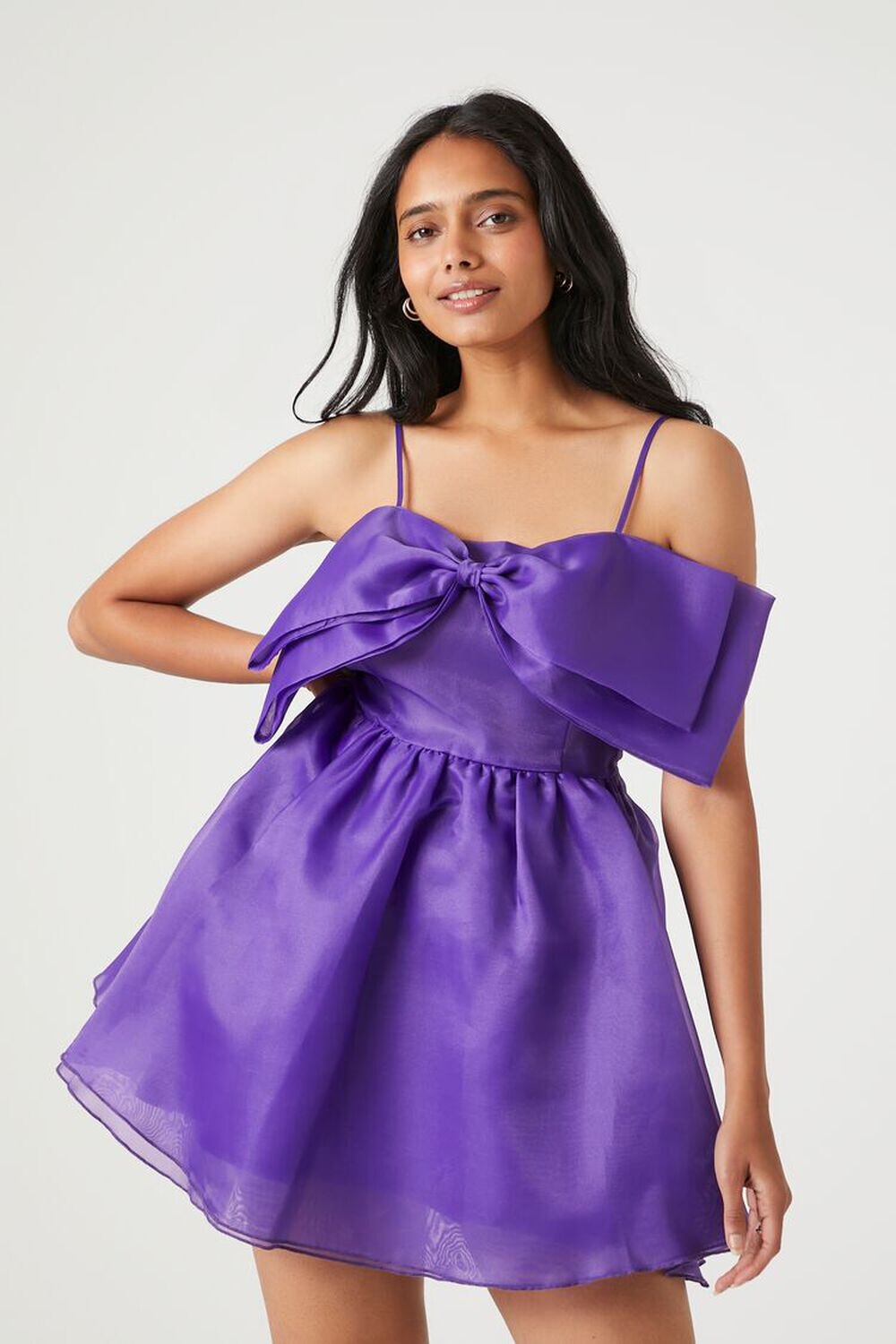 

Мини-платье из органзы с бантом Forever 21, фиолетовый