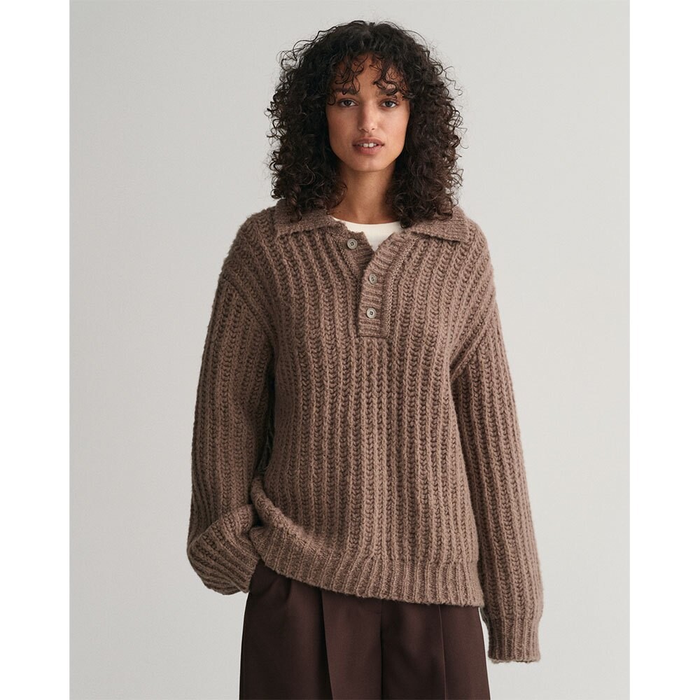 

Поло Gant Curly Wool Rib, коричневый