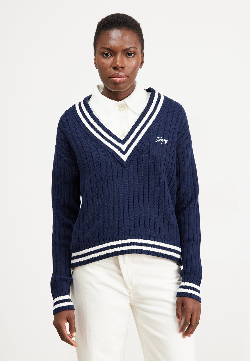 

Свитер TJW SCRIPT V NECK RIB SWEATER Tommy Jeans, военно-морской