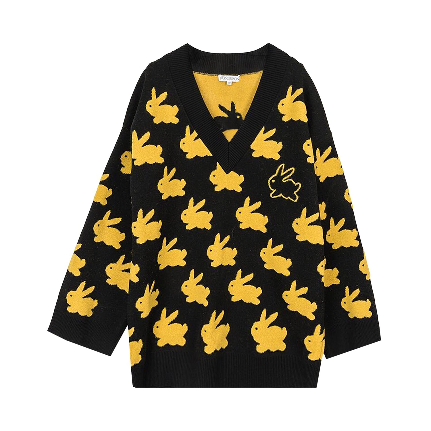 

Джемпер с V-образным вырезом JW Anderson Bunny, цвет Черный/Желтый