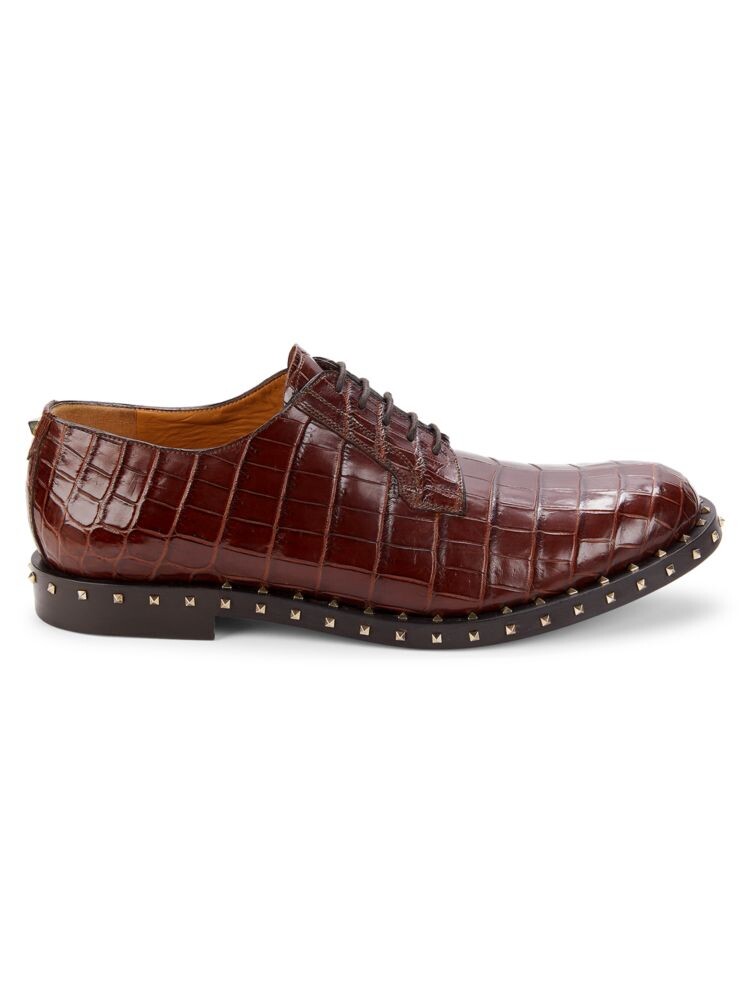 

Туфли дерби Rockstud из кожи с тиснением под крокодила Valentino Garavani, цвет Light Brown
