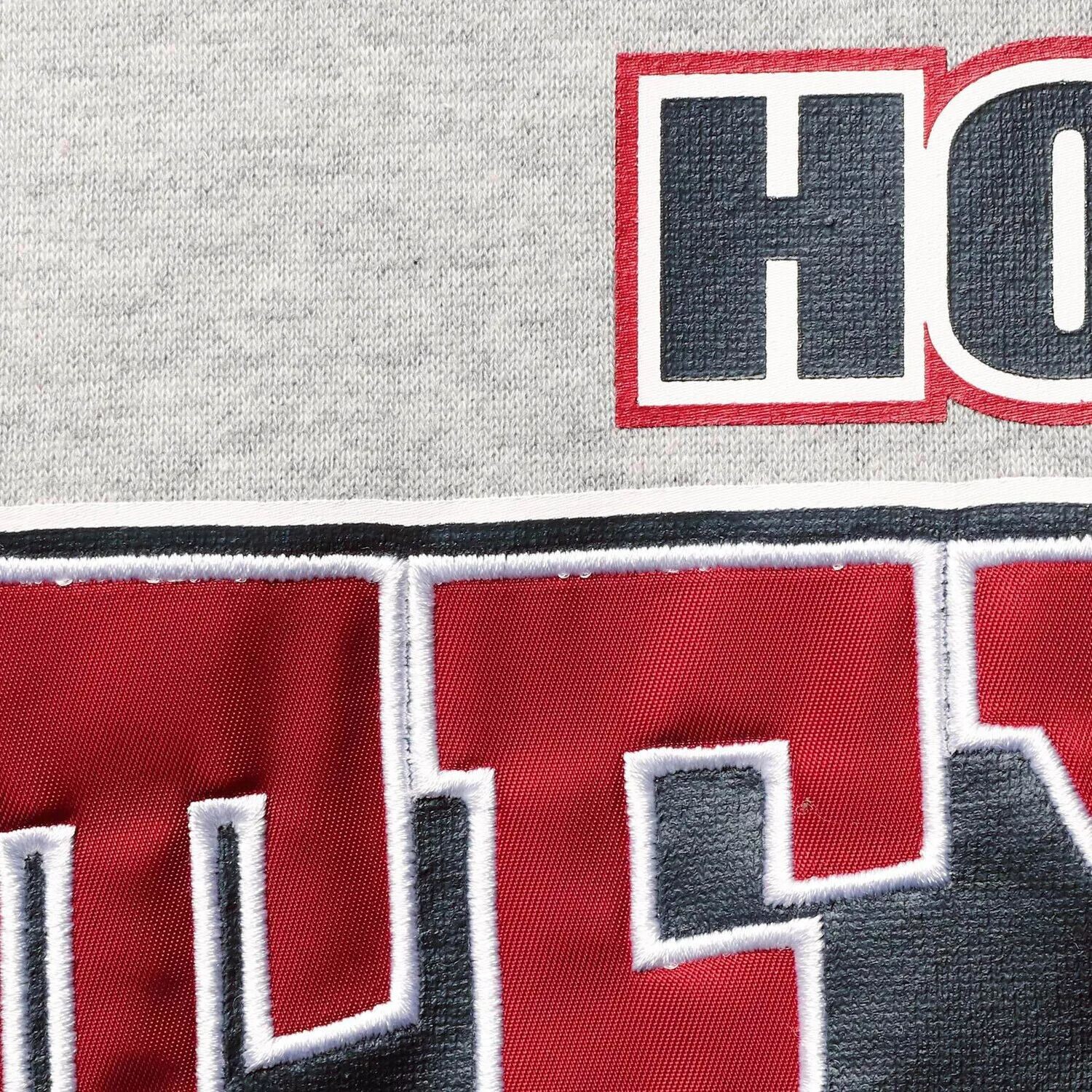 

Мужской флисовый пуловер с принтом Mitchell & Ness Heathered Grey Houston Texans со сплошным принтом