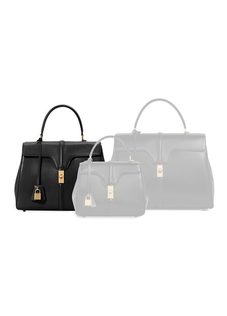 

Сумка 16 среднего размера из атласной телячьей кожи Celine, черный
