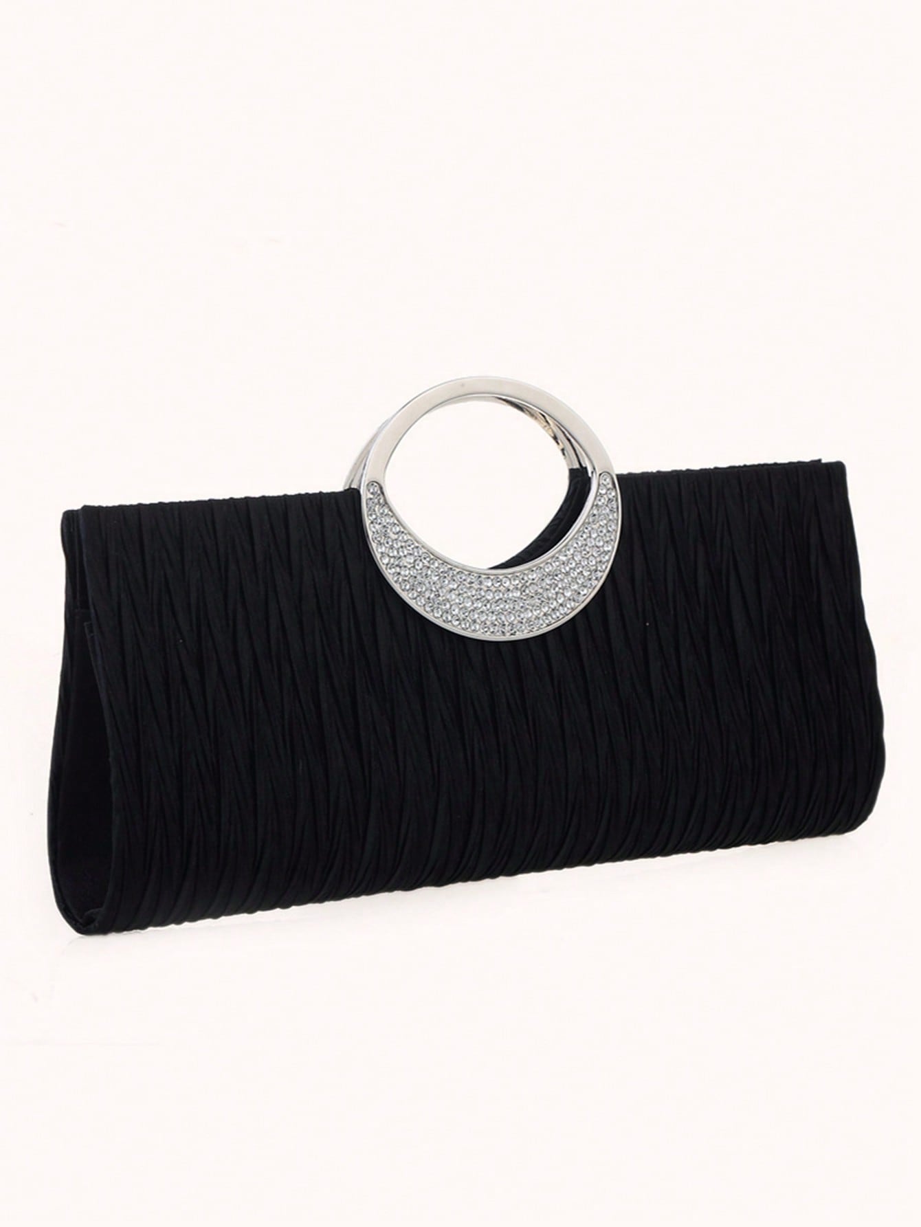Блестящая блестящая, элегантная, изысканная черная квадратная сумка со рюшами, черный