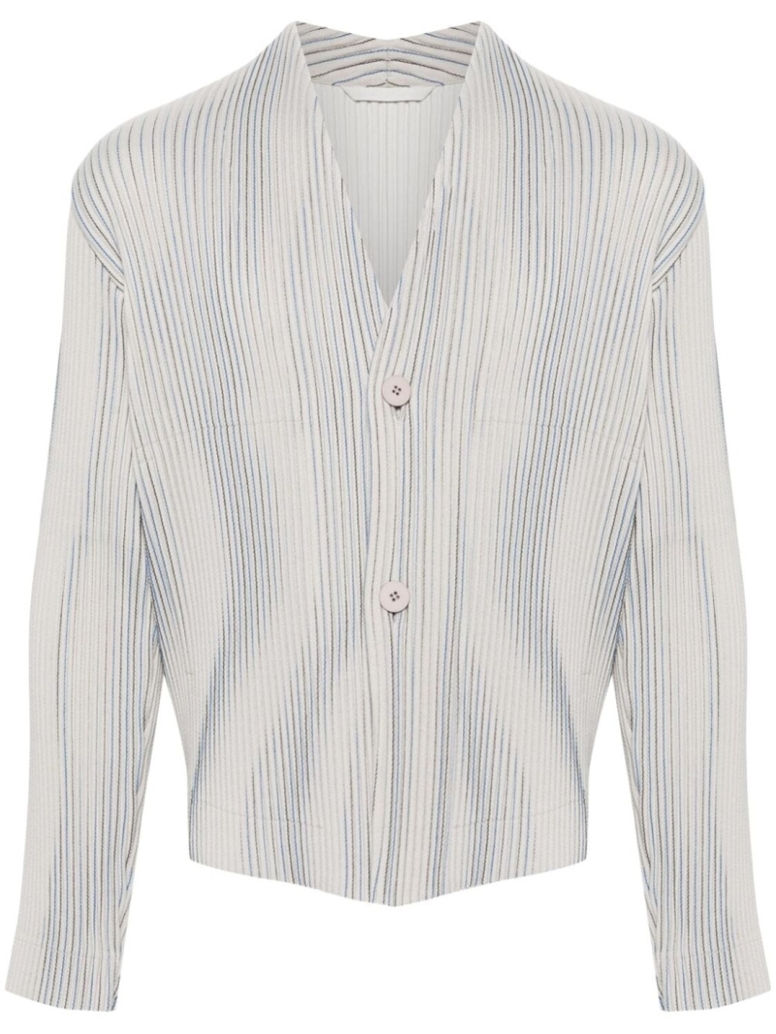 

Homme Plissé Issey Miyake пиджак Tweed Pleats без воротника, нейтральный цвет