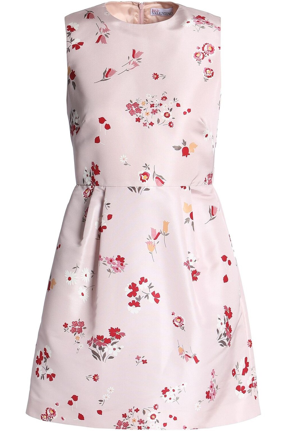 

Платье мини из фая с цветочным принтом REDVALENTINO, розовый