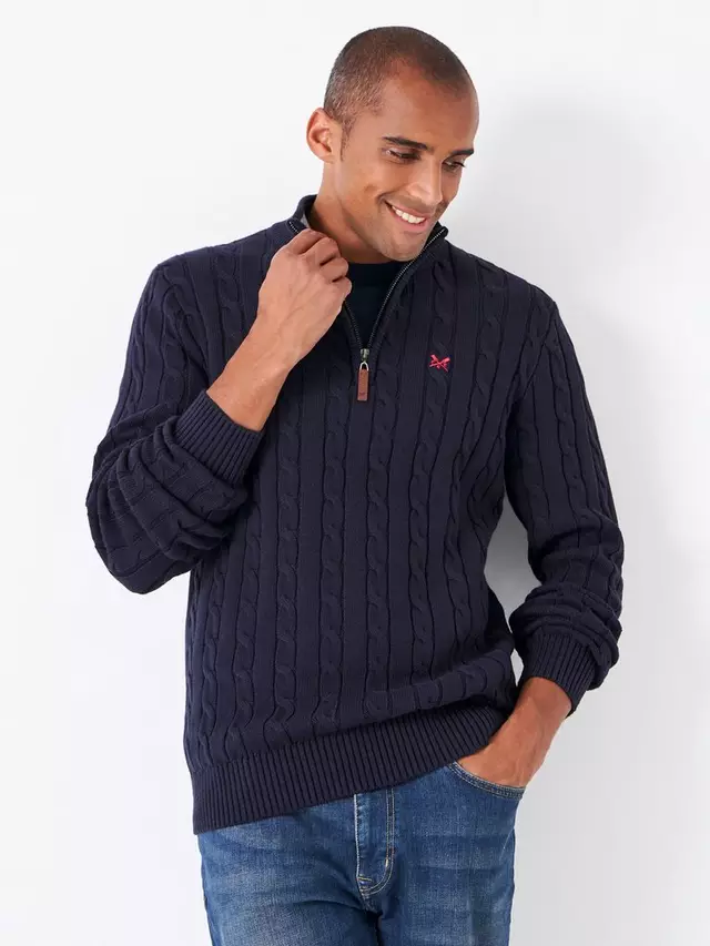 

Джемпер Crew Clothing Cable Half Zip, цвет midnight blue