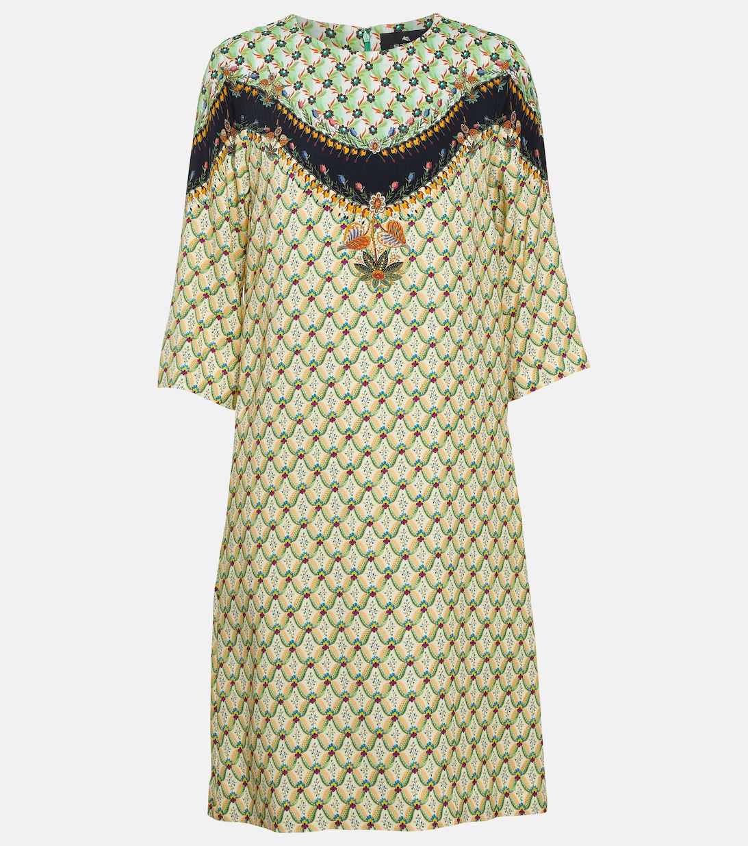 Мини-платье с цветочным принтом ETRO, разноцветный