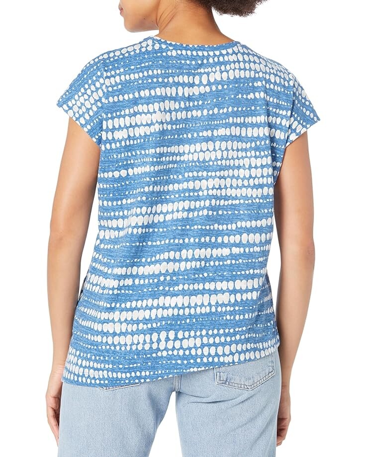 

Футболка NIC+ZOE Dotty Lines Short Sleeve Crew Asymmetrical Tee, синий мульти