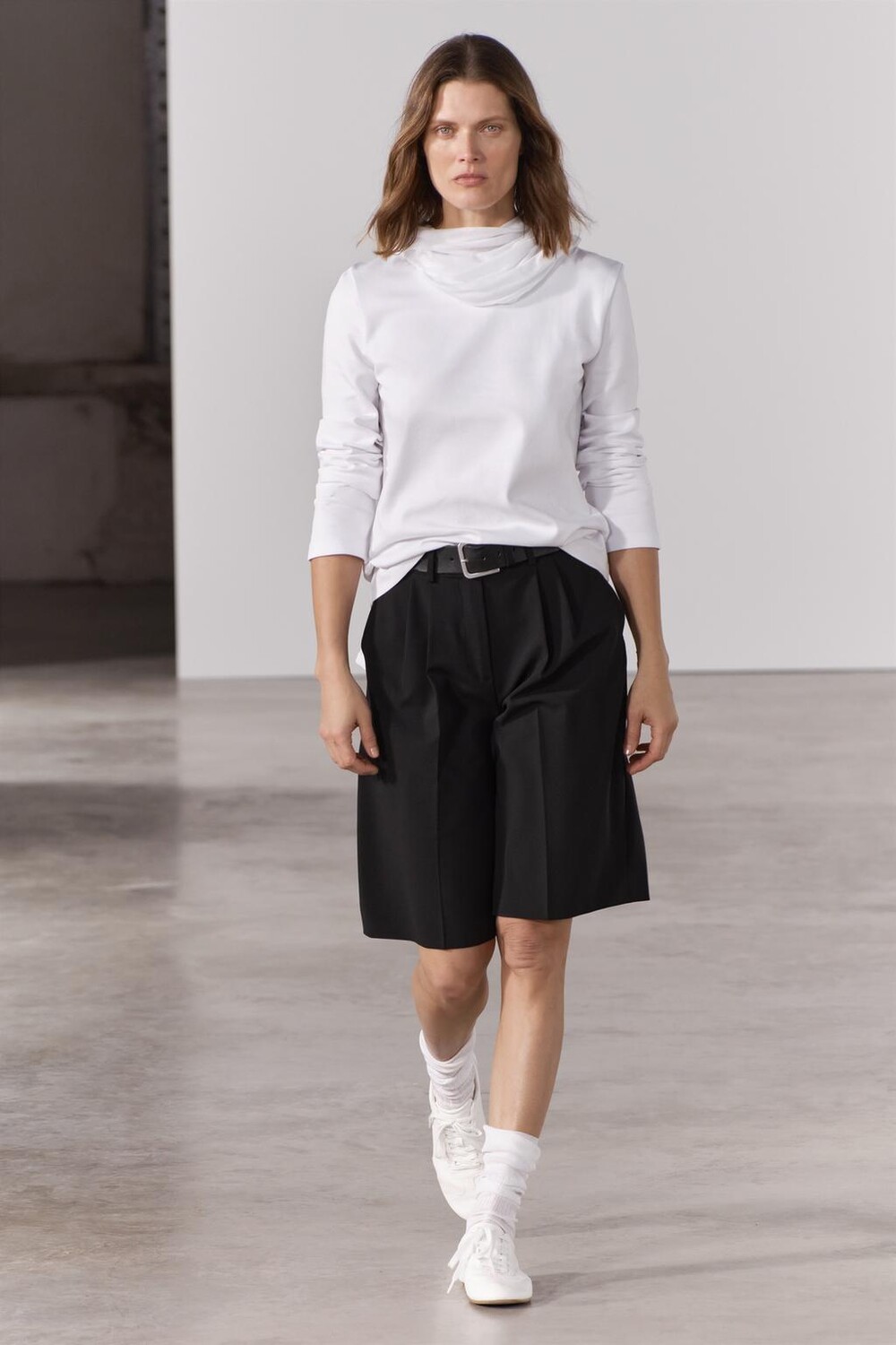 

Длинные шерстяные шорты-бермуда ZARA, черный